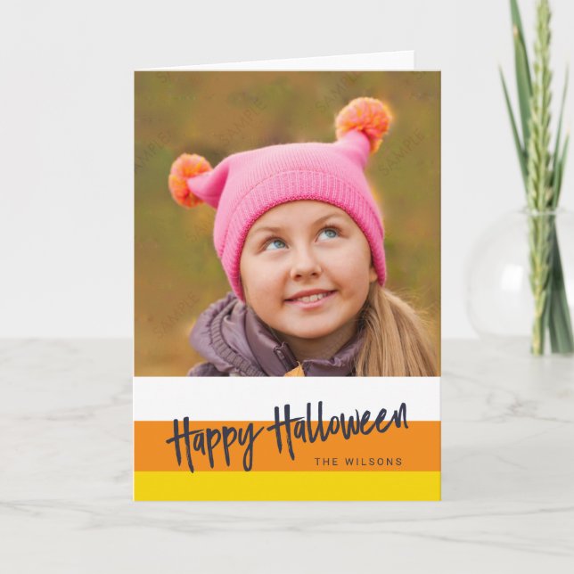 Farbblock Candy Corn Happy Halloween Foto Karte (Vorderseite)