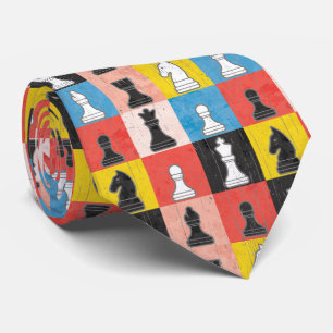 Farbblock-Checkerboard für gestörte Schachfiguren Krawatte