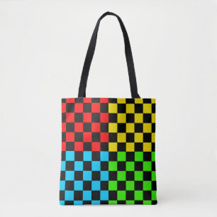 Farbblock-Checkerboard-Quadrate Art Totbeutel
