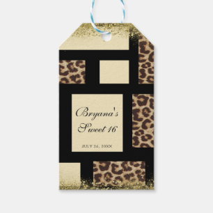 Farbblock-Creme Elfenbein Schwarz & Leopard Gepard Geschenkanhänger