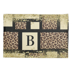 Farbblock-Creme Elfenbein Schwarz & Leopard Gepard Kissenbezug