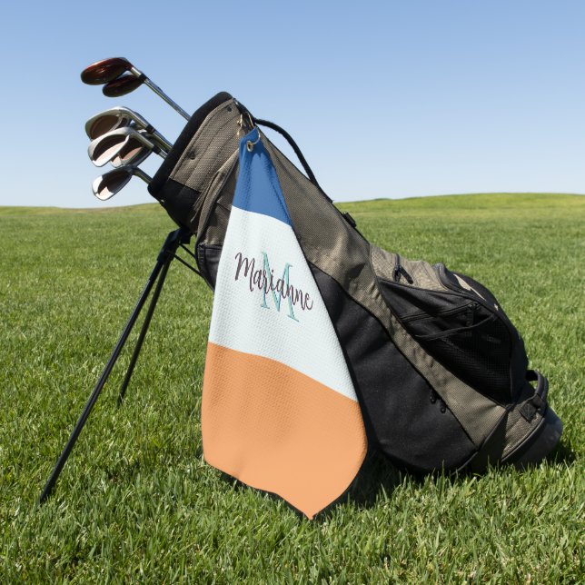 Farbblock Einfach Mit Monogramm Golfhandtuch (Gras)
