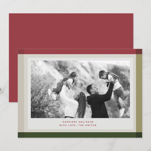 Farbblock-Foto Weihnachtskarte Einladung (Vorne/Hinten)