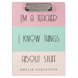 Farbblock für die lustige Lehrerin personalisiert Klemmbrett