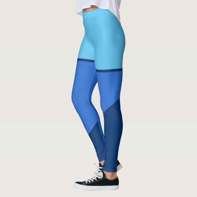 Farbblock für einfarbige blaue Streifen Leggings (Links)