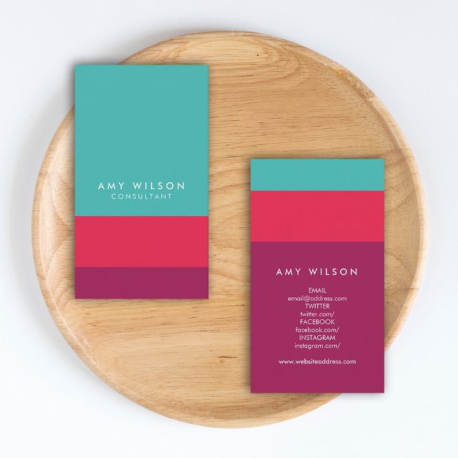 Farbblock für soziale Medien Türkisch Pink Lila Visitenkarte (Von Creator hochgeladen)