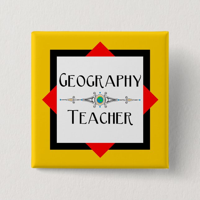 Farbblock Geografischer Lehrer Button (Vorderseite)
