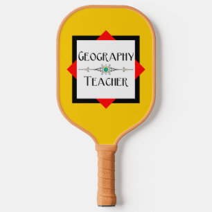 Farbblock Geografischer Lehrer Pickleball Schläger