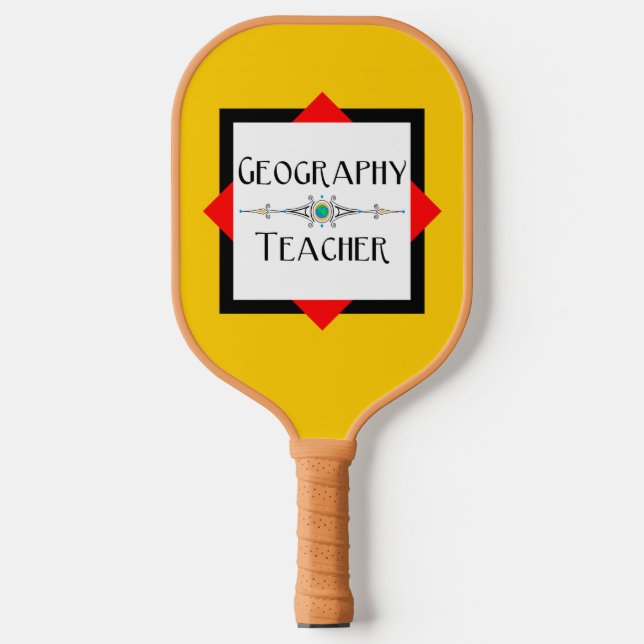 Farbblock Geografischer Lehrer Pickleball Schläger (Vorderseite)