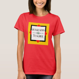 Farbblock Geografischer Lehrer T-Shirt