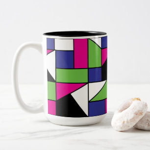 Farbblock geometrisches Muster Zweifarbige Tasse