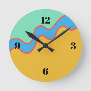 Farbblock Gold Blau Grün Runde Wanduhr