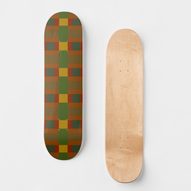 Farbblock Gold Red Olive Green Orange Skateboard (Vorderseite)
