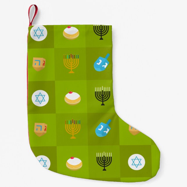 Farbblock grün hanukkah kleiner weihnachtsstrumpf (Vorderseite)