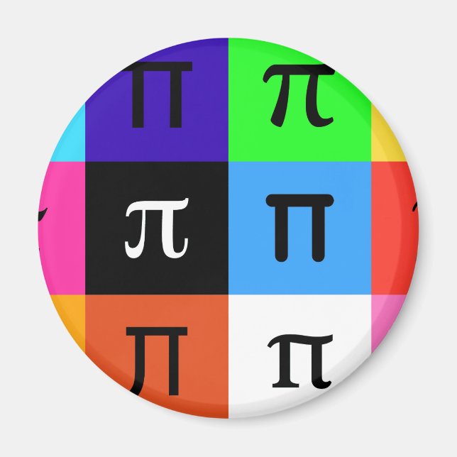 Farbblock Happy Pi Tag Magnet (Vorne)