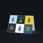 Farbblock hebrew hanukkah feiertagskarte<br><div class="desc">"colorblock hebrew hanukkah ", "hanukkah menorah", "glückliche hanukkah", kanuka, kanukah, hannukah, Hanukkah, "Stern der David", "dreidel champion", "hässlich hanukkah"</div>