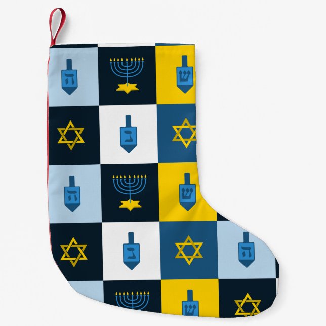 Farbblock hebrew hanukkah kleiner weihnachtsstrumpf (Vorderseite)