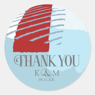 Farbblock Hochzeit Danke Winter ID740 Runder Aufkleber