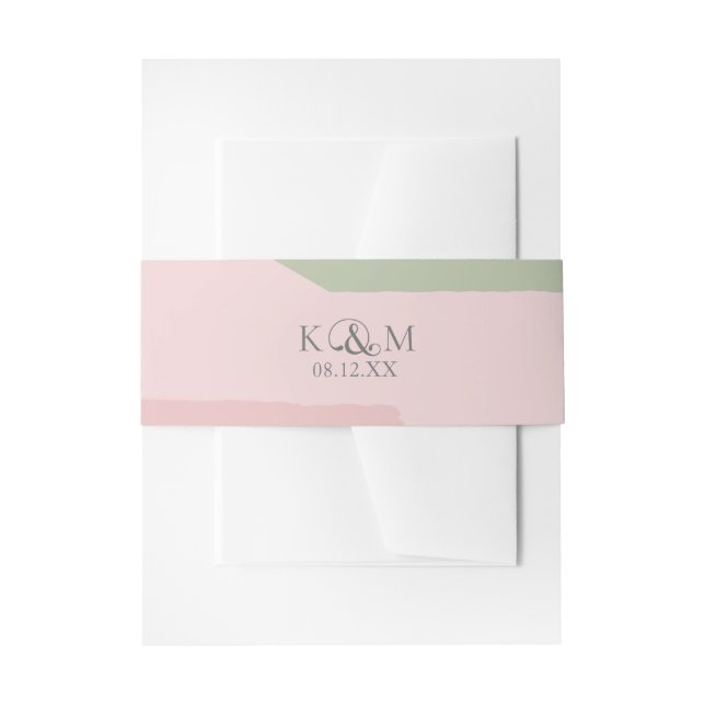 Farbblock Hochzeitsfeder-ID740 Einladungsbanderole (Vorderseite Beispiel)