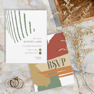 Farbblock Hochzeitskennziffer740 RSVP Karte