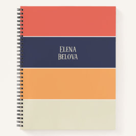 Farbblock Horizontal Streifen Coral & Gainsboro Notizbuch