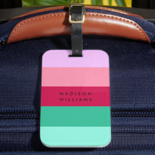 Farbblock Horizontale Streifen Viva Magenta Frühli Gepäckanhänger