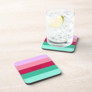 Farbblock Horizontale Streifen Viva Magenta Frühli Getränkeuntersetzer