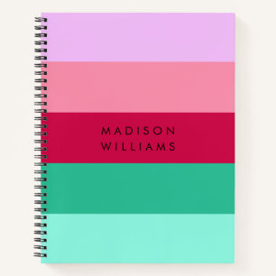 Farbblock Horizontale Streifen Viva Magenta Frühli Notizbuch
