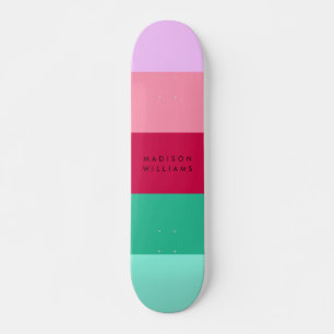 Farbblock Horizontale Streifen Viva Magenta Frühli Skateboard