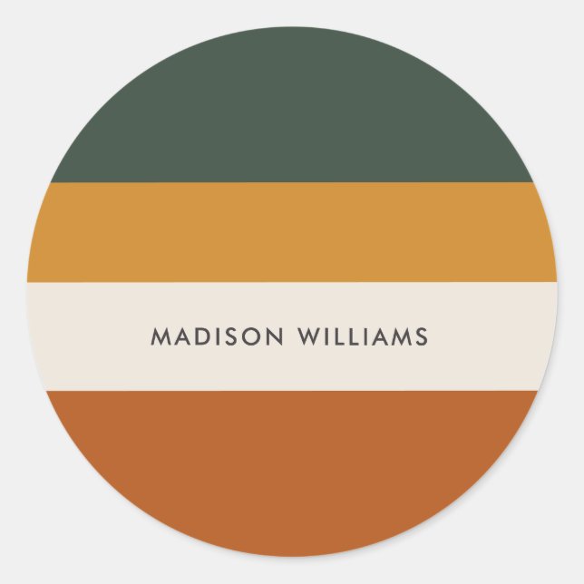 Farbblock Horizontaler Streifen Classic Round Stic Runder Aufkleber (Vorderseite)