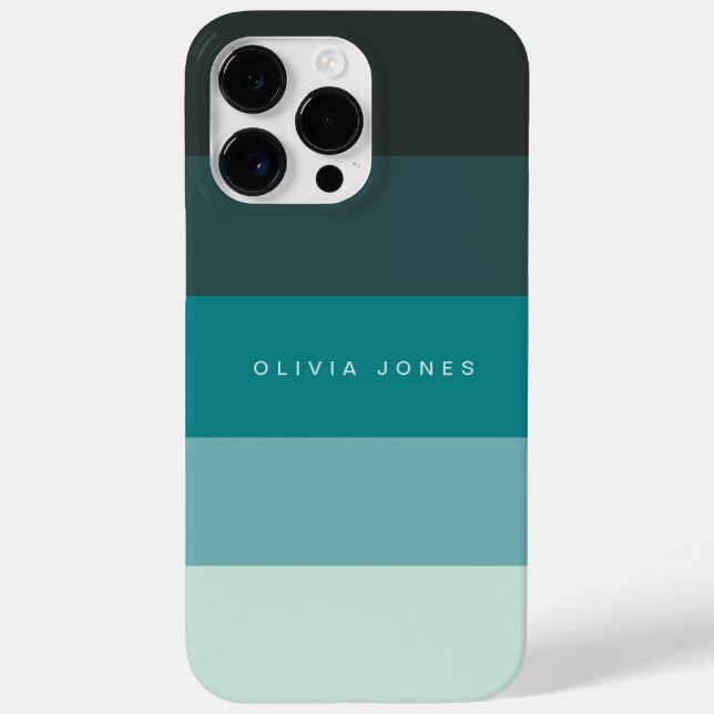 Farbblock Horizontaler Streifen Schwarz und Aquama Case-Mate iPhone Hülle (Rückseite)