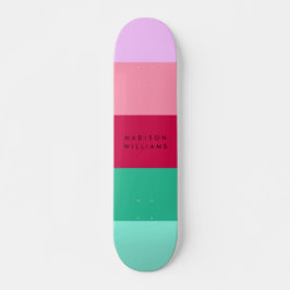 Farbblock Horizontaler Streifen Viva Magenta Frühj Skateboard