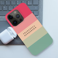 Farbblock Horizontalstreifen Pink & Grün Monogramm