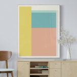 Farbblock Kunst in Retro Beach Pastellfarben Poster<br><div class="desc">Ein schlichtes,  modernes Design in tropischen Strandfarben von Korallen,  Gelb,  Wasser und Meerglas.</div>