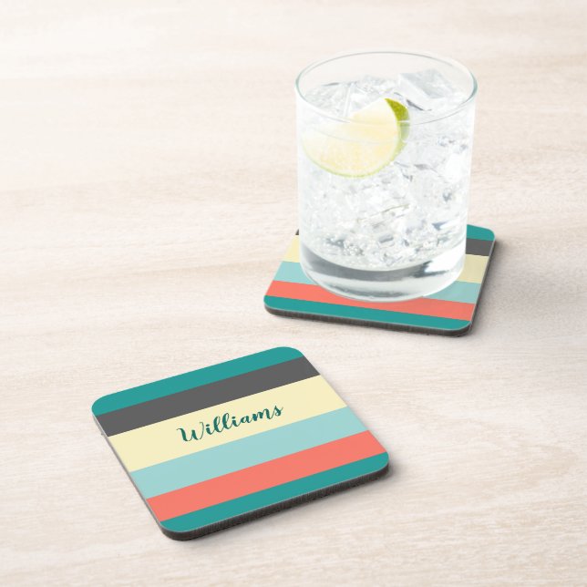 Farbblock Kunststoff-Untersetzer mit Korkrücken Getränkeuntersetzer (Rechte Seite)