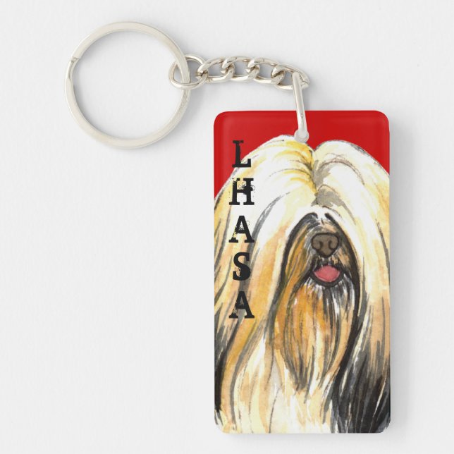 Farbblock Lhasas Apso Schlüsselanhänger (Vorderseite)