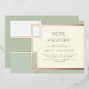 Farbblock Mitte Jahrhundert Moderne Verlobung Folieneinladung