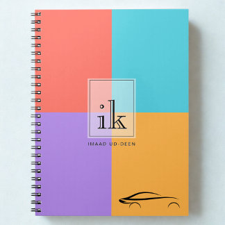 Farbblock Monogram-Notebook mit Art-Line-Funktion Notizblock