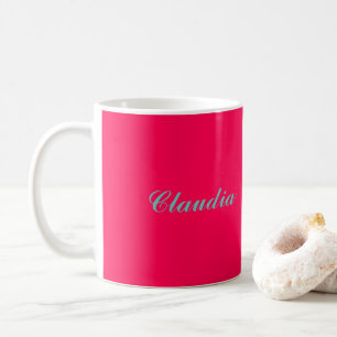 Farbblock-Monogramm auf heißem Fuchsia-Pink Kaffeetasse