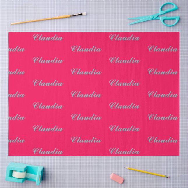Farbblock-Monogramm auf heißem Fuchsia-Rosa Seidenpapier (Basteln)