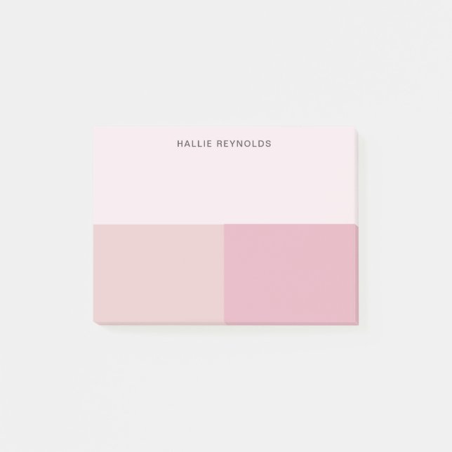 Farbblock Monogramm Blush Pastellfarben Pink Post-it Klebezettel (Vorderseite)