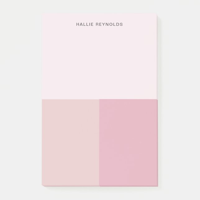 Farbblock Monogramm Rosé Pastell Blassrosa Post-it Klebezettel (Vorderseite)