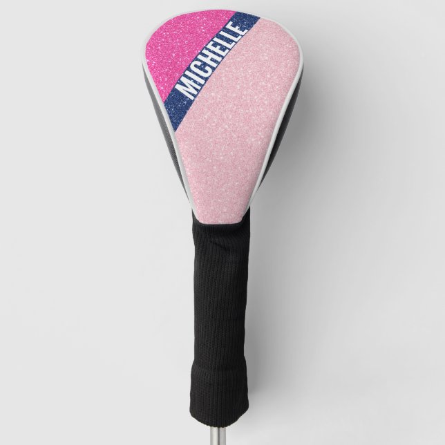 Farbblock PInk für glatte Glitzer Golf Headcover (Vorderseite)