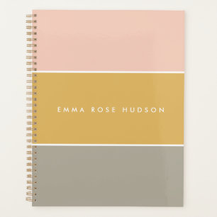 Farbblock Pink Gold Grau Streifen Monogramm Planer