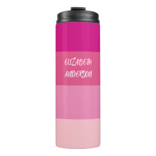 Farbblock Pink Horizontaler Streifen Thermosbecher