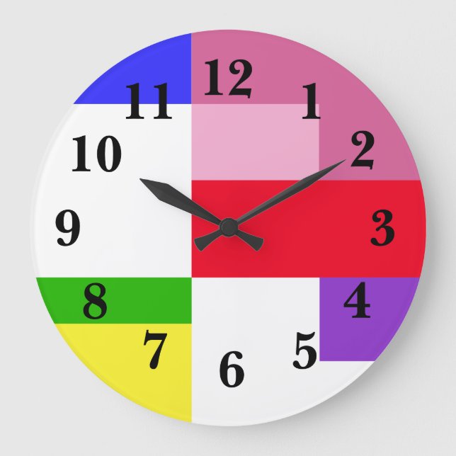 Farbblock Rainbow Large Clock Große Wanduhr (Vorderseite)