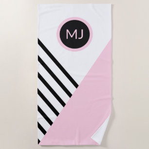 Farbblock Retro Chic Pop Art Monogram Stripes Strandtuch