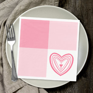 Farbblock Rosa Herzstück Serviette