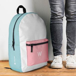 Farbblock Rosa Himmelblau Pastell Stylisch Bedruckter Rucksack