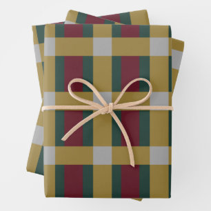 Farbblock rot-grün-silberfarben geschenkpapier set